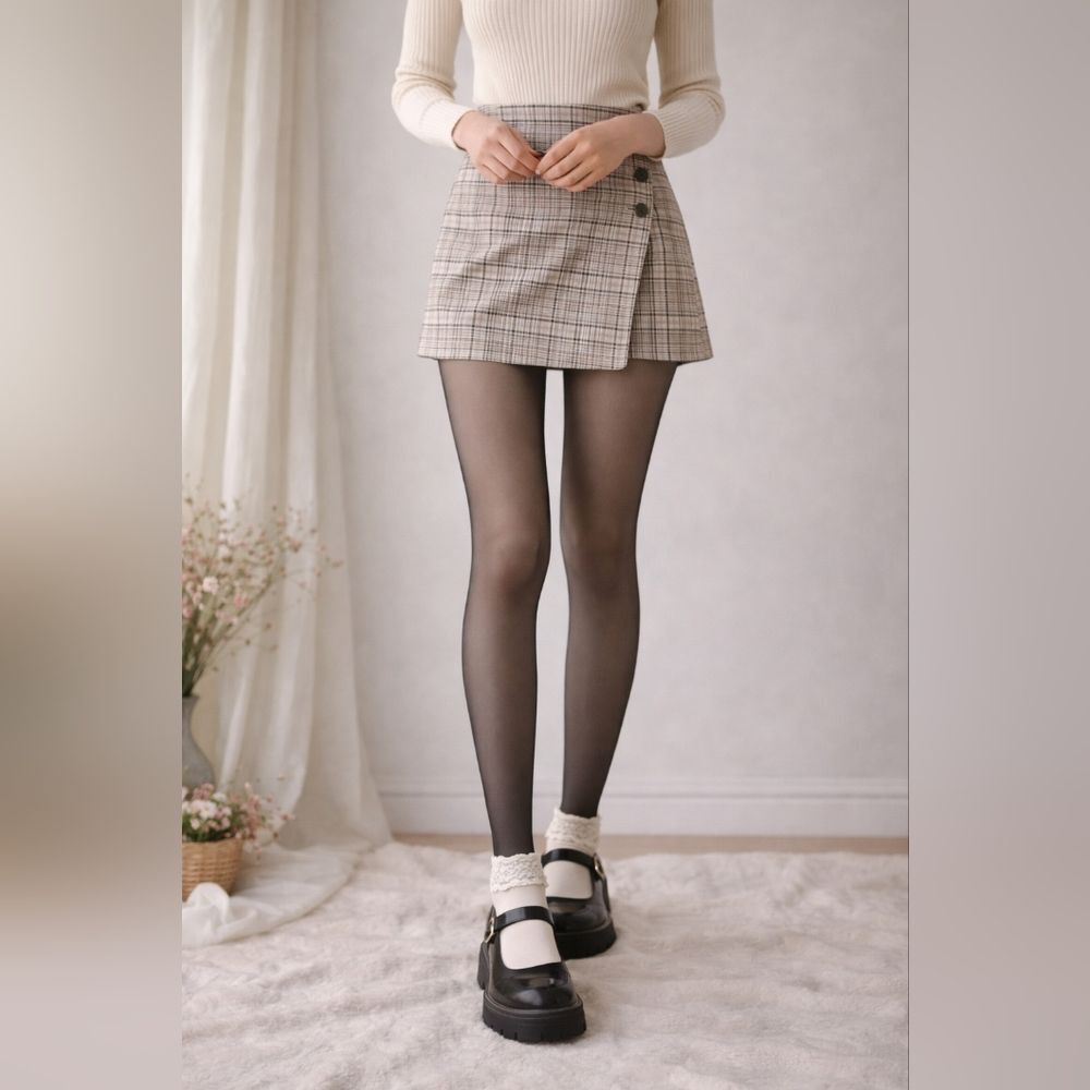 Fleece Lined Thermal Tights XL Faux Sheer Pantyhose Look Warm Winter Minimalist